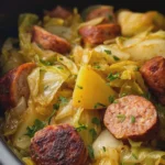 Slow Cooker 4 Ingredient Sausage and Cabbage